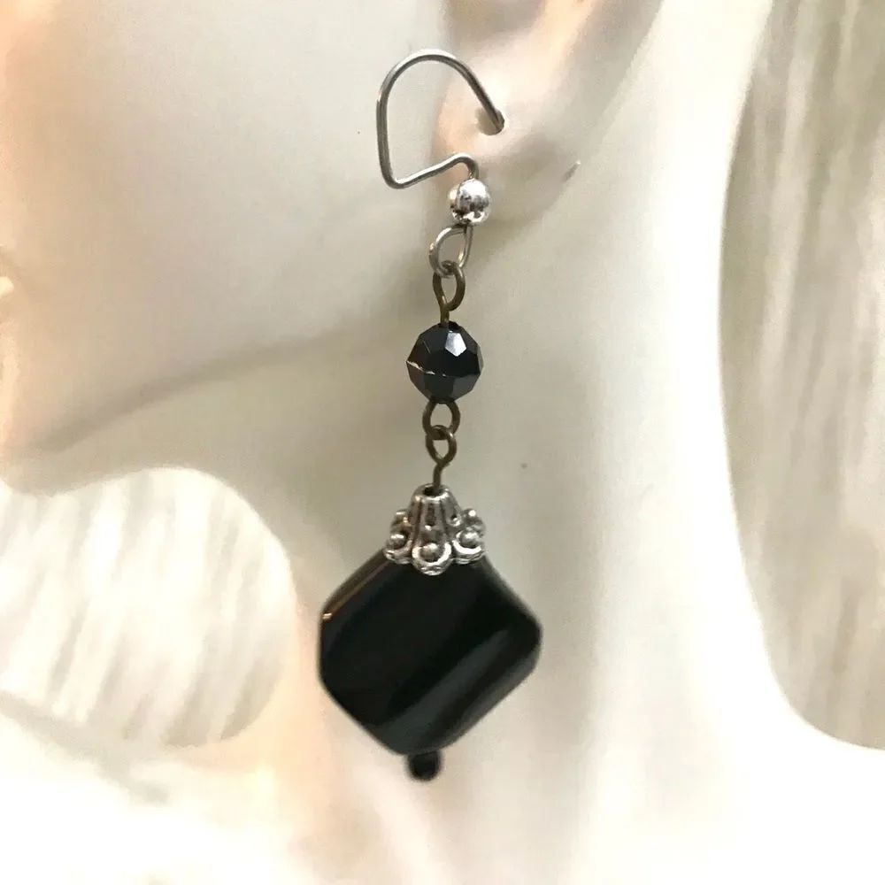 Black beaded earrings